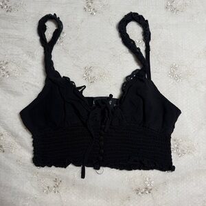 Lioness Black Milkmaid Bralette Crop Top Size Medium